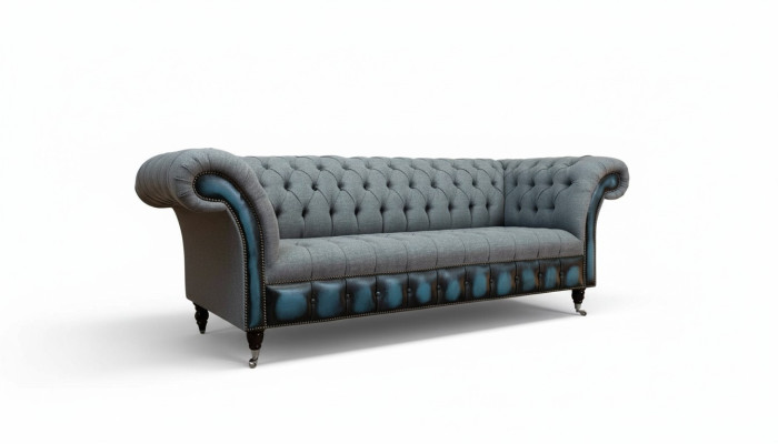 Sofá Chesterfield tapizado Sofás de diseñador Sofá conjunto de tres plazas Gris