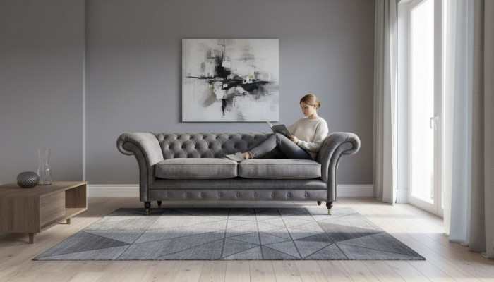 Diseño de sofá tapizado de 3 plazas de lujo clásico Chesterfield textiles
