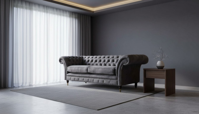 Diseño de sofá tapizado de 3 plazas de lujo clásico Chesterfield textiles