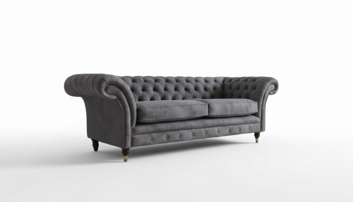 Diseño de sofá tapizado de 3 plazas de lujo clásico Chesterfield textiles