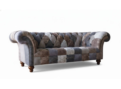 Sofá de tres plazas, cojines de asiento Chesterfield, tela, sofá moderno, muebles nuevos.