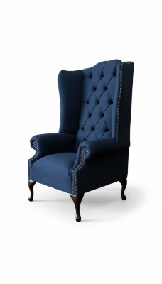 Chesterfield sillón de orejas Relax Butaca Silla Tapizado Tela Textil 1 Asiento