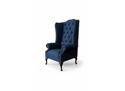 Chesterfield sillón de orejas Relax Butaca Silla Tapizado Tela Textil 1 Asiento