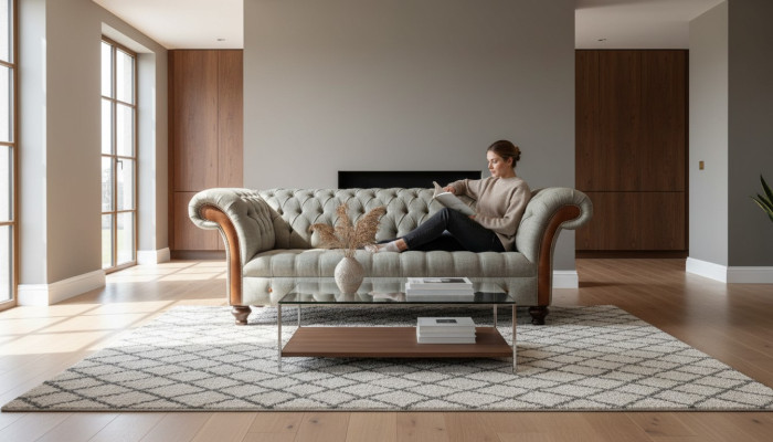 Sofá Chesterfield Diseño de Tapicería Sofá de Lujo Clásico Sofá de 3 Plazas
