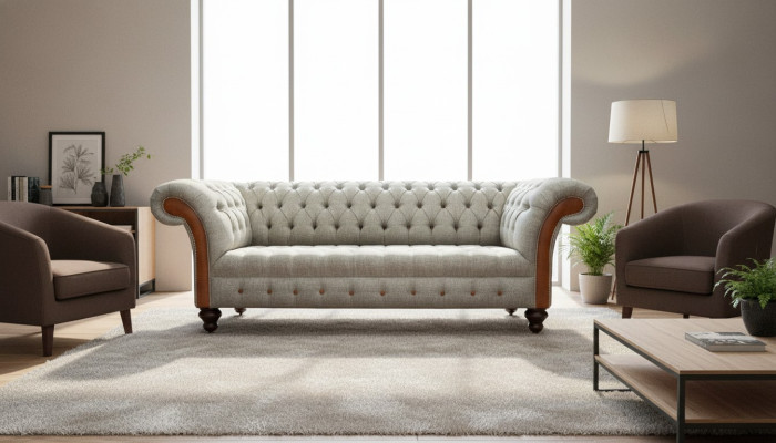 Sofá Chesterfield Diseño de Tapicería Sofá de Lujo Clásico Sofá de 3 Plazas