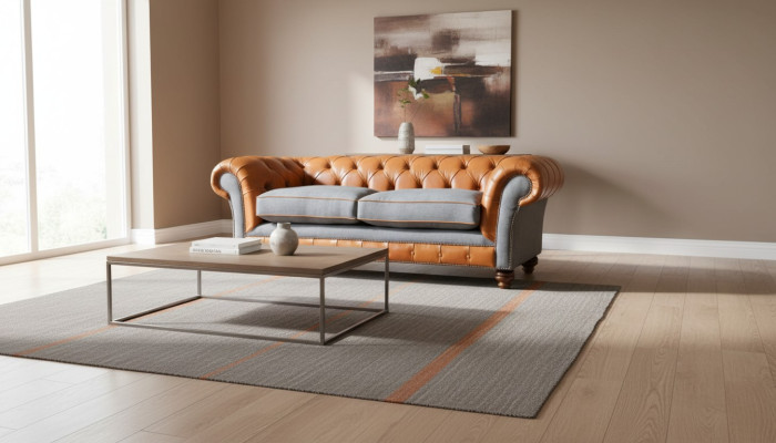 Sofá de cuero artificial de lujo en diseño de sofá Chesterfield de 3 plazas con tres asientos.