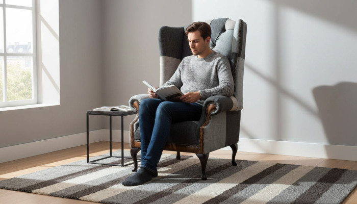Chesterfield sillón de orejas sillón 1 asiento sofá sofá tapizado textil nuevo