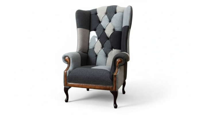 Chesterfield sillón de orejas sillón 1 asiento sofá sofá tapizado textil nuevo