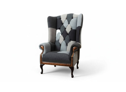 Chesterfield sillón de orejas sillón 1 asiento sofá sofá tapizado textil nuevo