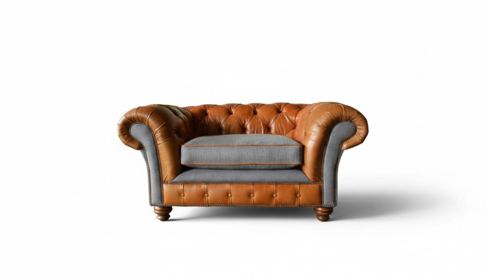 Chesterfield Sillón Diseño Sofá Tapizado Sofás 1 Plaza Textil Nuevo