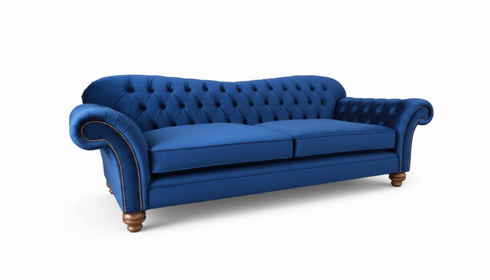 Sofá de tres plazas 3 plazas Sofás Azul Tela Salón lujo Asiento xxl grande