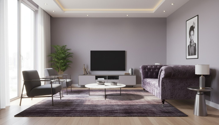Sofá Chesterfield de diseño de tela de terciopelo morado de 3 plazas