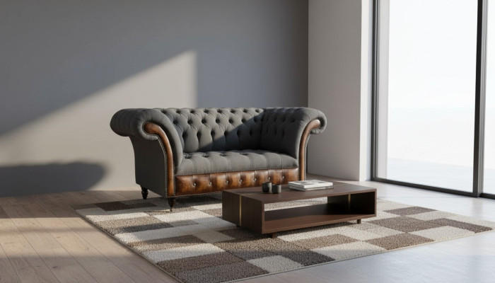 Diseño Chesterfield tela sofá sillón 1.5 plazas sofás tapizados Lounge