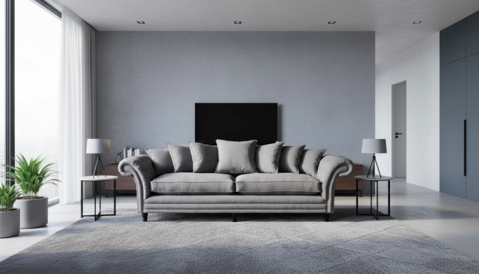 Sofá Chesterfield tapizado Sofás clásicos Sofá de 4 plazas Gris