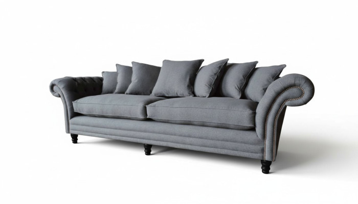 Sofá Chesterfield tapizado Sofás clásicos Sofá de 4 plazas Gris