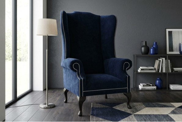 Chesterfield sillón orejero diseño lujo tejido sofás de tela 1 plaza tapizado