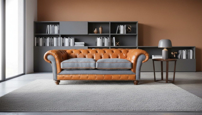 Sofá de lujo de cuero Chesterfield Sofá Cojines 3 plazas Diseño Nuevo