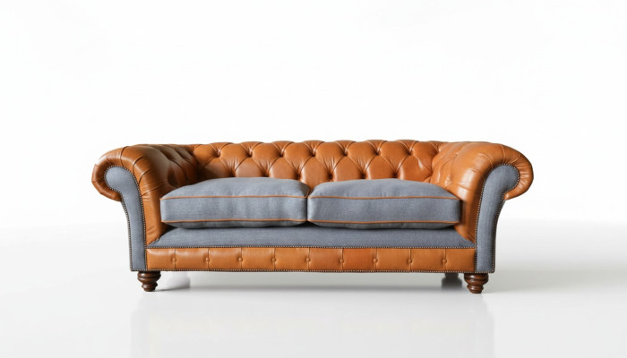 Sofá de lujo de cuero Chesterfield Sofá Cojines 3 plazas Diseño Nuevo