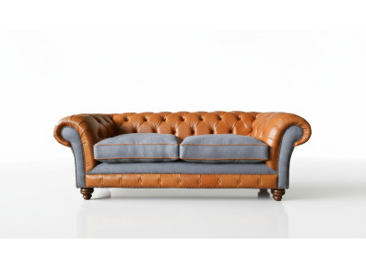 Sofá de lujo de cuero Chesterfield Sofá Cojines 3 plazas Diseño Nuevo