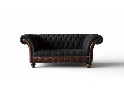 Sofá de 2 plazas, sofá tapizado de tela Chesterfield gris nuevo.