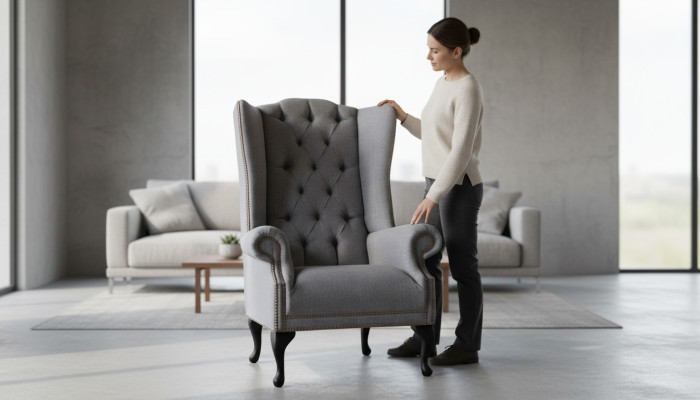 Sillón Chesterfield Sofa Couch Tapizado 1 Plaza Gris Sillón Textil