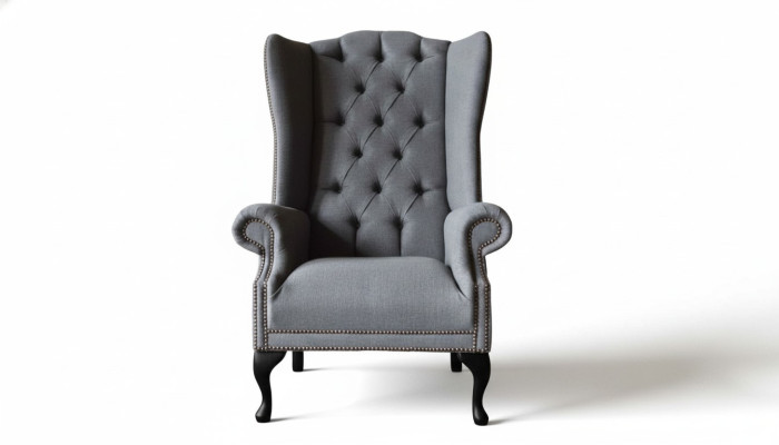 Sillón Chesterfield Sofa Couch Tapizado 1 Plaza Gris Sillón Textil