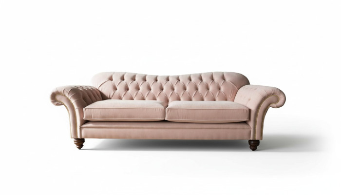 Sofá de 3 plazas Chesterfield en tela rosa