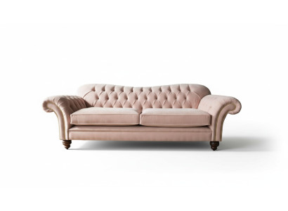Sofá de 3 plazas Chesterfield en tela rosa