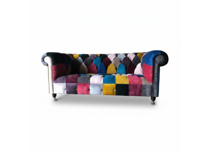 Sofá Chesterfield de 3 plazas, sofá tapizado, sofás de lujo en tela de diseño.