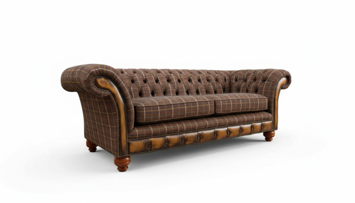 Chesterfield 3 plazas sofá tapizado textil sala de estar sofá nuevo