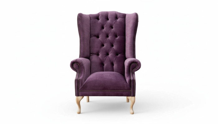 Sillón tipo orejero de diseñador, textil, 1 asiento, sofás, cojín Chesterfield, asiento.