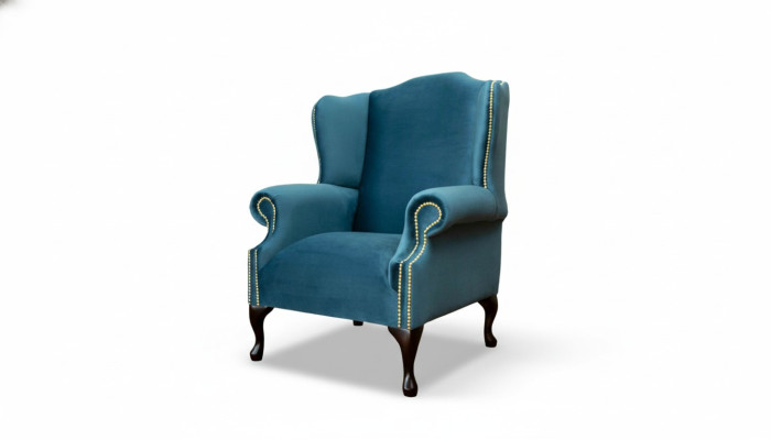 Sillón Chesterfield una plaza azul sofá tapizado mueble nuevo.