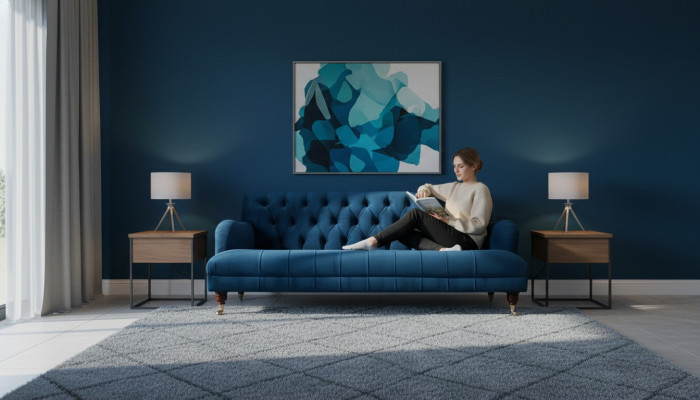 Chesterfield Diseño de lujo Sofá de tela de sofá de asiento Chesterfield tejido de lujo Nuevo