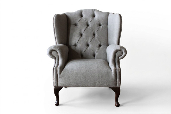 Lujo acolchado Clásico Sillón Chesterfield Orejero Butaca Individual Nuevo