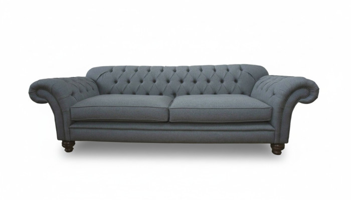 Sofá de lujo en tela Chesterfield Sofás Tapizados de 3 plazas Gris Diseño