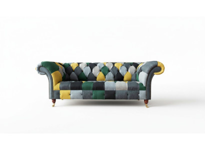Clásico sofá de tela Chesterfield de diseño, de 3 plazas.