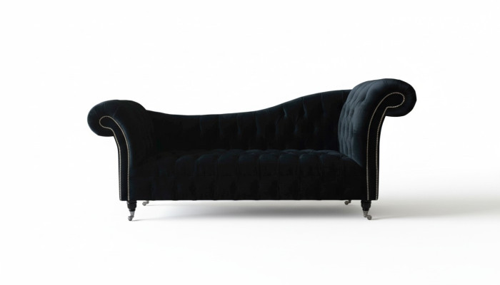 Sofá de lujo de tela Chesterfield, sofá tapizado de 3 plazas, azul terciopelo