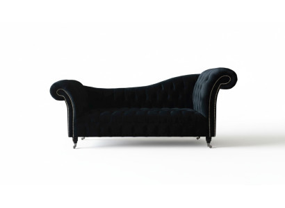 Sofá de lujo de tela Chesterfield, sofá tapizado de 3 plazas, azul terciopelo