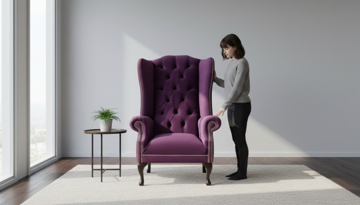 Ohrensessel Sillón Diseño Tapizado Sofá Chesterfield Textil Nuevo
