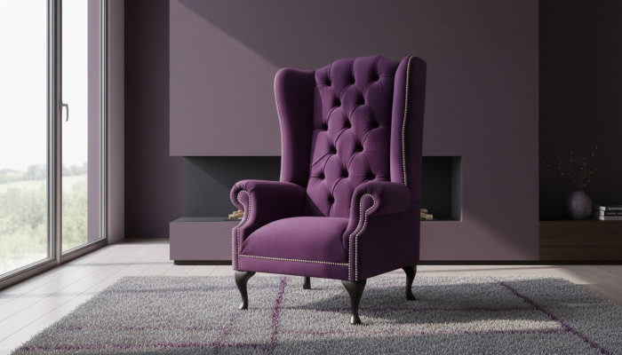 Ohrensessel Sillón Diseño Tapizado Sofá Chesterfield Textil Nuevo