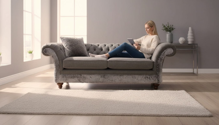 Sofá Chesterfield de 3 plazas, sofá tapizado clásico de tela.