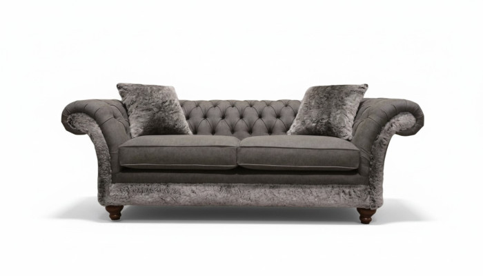Sofá Chesterfield de 3 plazas, sofá tapizado clásico de tela.