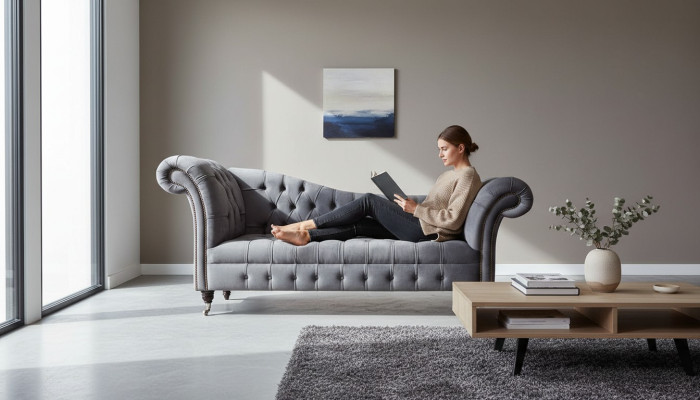 Chesterfield sofá de diseño de 3 plazas tapizado de tela de lujo