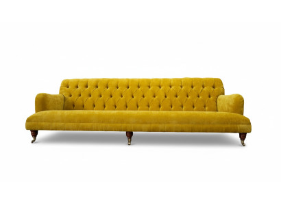 Diseño Chesterfield Chesterfield Textil Amarillo Sofá de 5 Plazas Nuevo