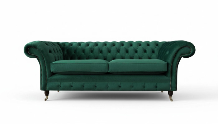 Chesterfield Sofá de tela de estilo moderno de 3 plazas.