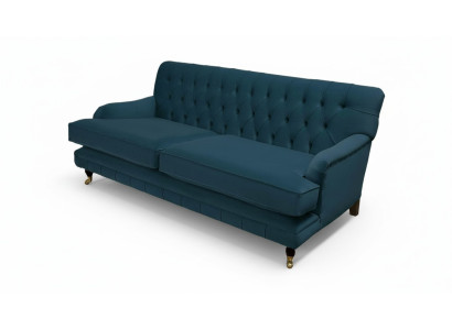 Diseño Chesterfield Sofá de lujo 3 plazas Azul Sofá de tela Nuevo