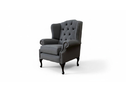 Gris Sillón de orejas Diseño Sofá Chesterfield Tela Nuevo