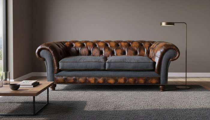 Diseño Chesterfield sofá de lujo asiento de sofá en cuero sala de estar nuevo