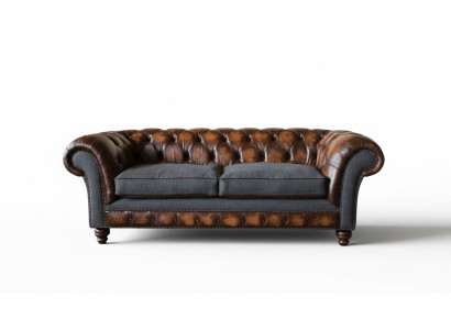 Diseño Chesterfield sofá de lujo asiento de sofá en cuero sala de estar nuevo
