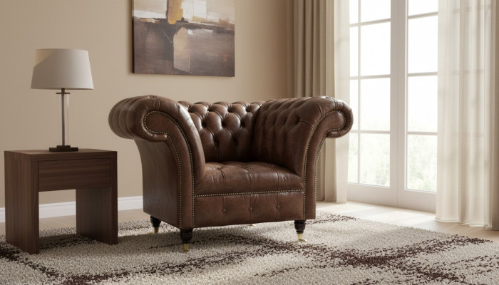 Sillón Chesterfield diseño clásico sala de estar tapizado individual estilo muebles